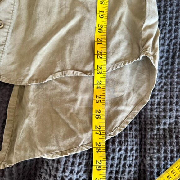 Anthropologie Cloth & Stone Green Button Down Shirt Size L Fatigue Stone Washed - Picture 10 of 11